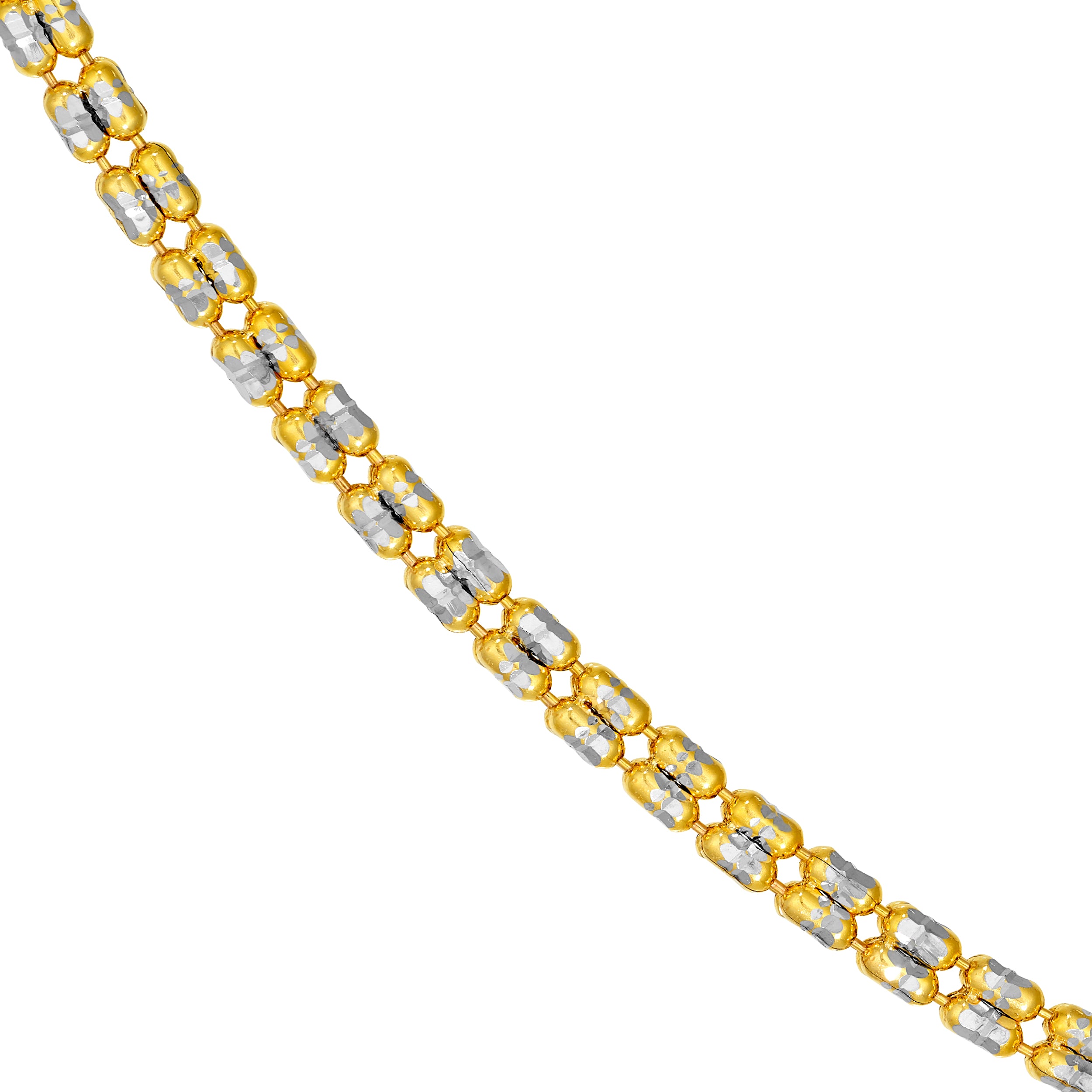 14K Two-Tone Gold 2.40mm Pave D/C Bizmark Bead Bar Chain Birmingham Jewelry Chain Birmingham Jewelry