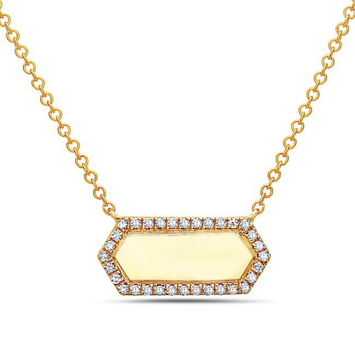 14K Yellow Gold Hexagonal Diamond Necklace Birmingham Jewelry Necklace Birmingham Jewelry