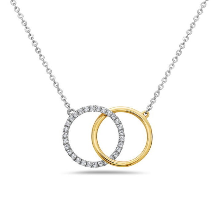 14K Two-Tone Gold Double Circle Diamond Necklace Birmingham Jewelry Necklace Birmingham Jewelry