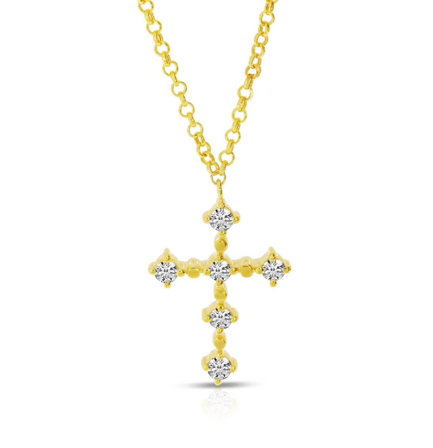 14K Yellow Gold Diamond Cross 18 inch Necklace Birmingham Jewelry Necklace Birmingham Jewelry