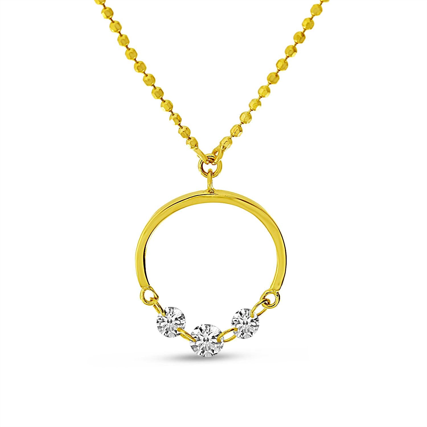 14K Yellow Gold Dashing Diamond Half Circle Necklace Birmingham Jewelry Necklace Birmingham Jewelry