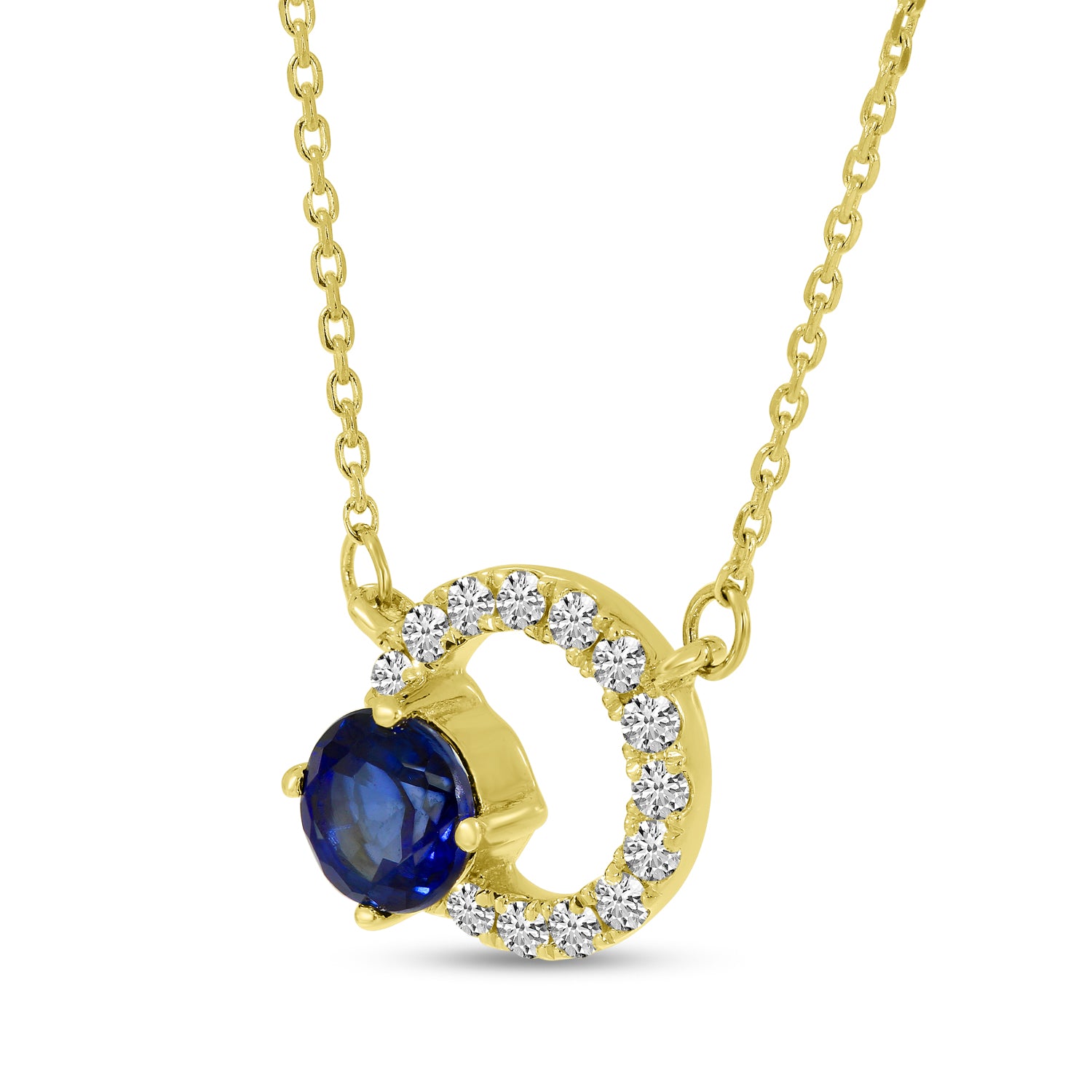 14K Yellow Gold Sapphire Circle Necklace Birmingham Jewelry Necklace Birmingham Jewelry