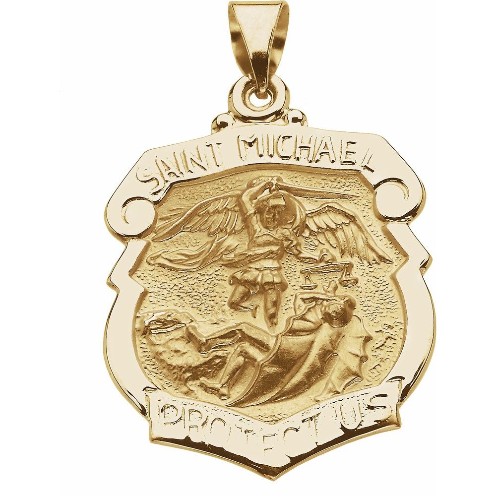 14K Yellow Gold Hollow St. Michael Medal Birmingham Jewelry Charm Birmingham Jewelry
