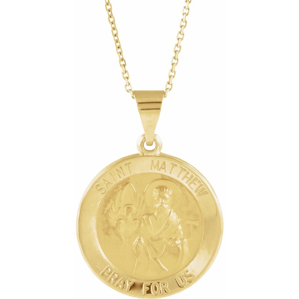 14K Yellow Gold Hollow St. Matthew Medal Birmingham Jewelry Charm Birmingham Jewelry