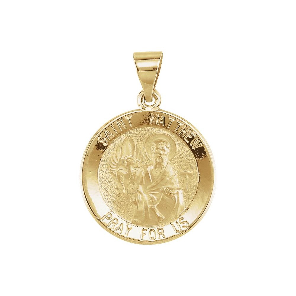 14K Yellow Gold Hollow St. Matthew Medal Birmingham Jewelry Charm Birmingham Jewelry