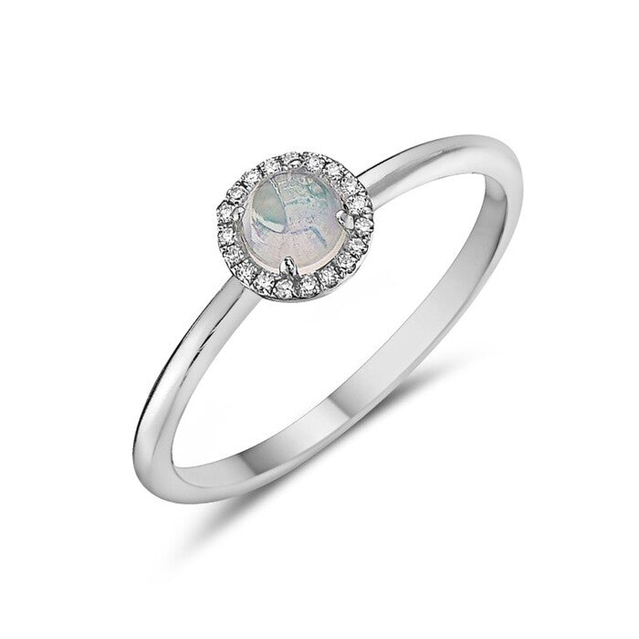 14K White Gold Opal And Diamond Ring Birmingham Jewelry Ring Birmingham Jewelry