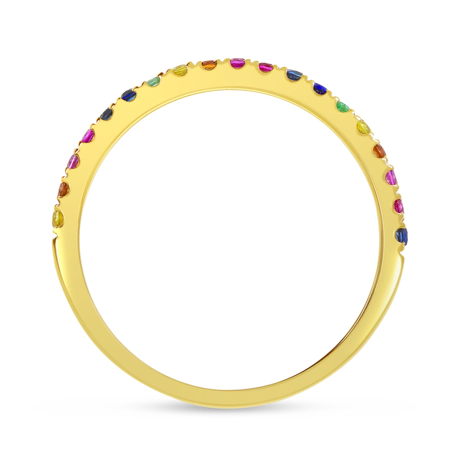 14K Yellow Gold Genuine Rainbow Sapphire Band Birmingham Jewelry Ring Birmingham Jewelry