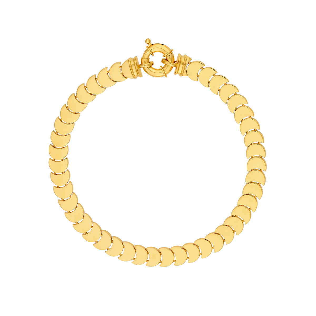 14K Yellow Gold Crescent Link Bracelet