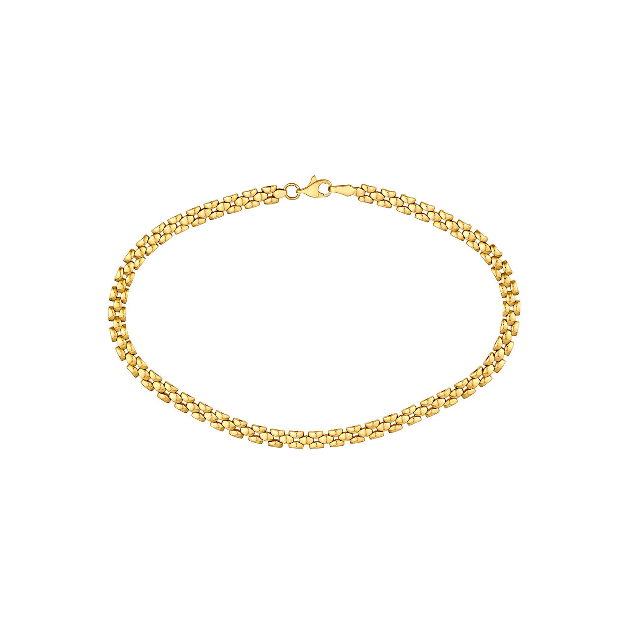 14K Yellow Gold Polished 2+1 Square Link Chain