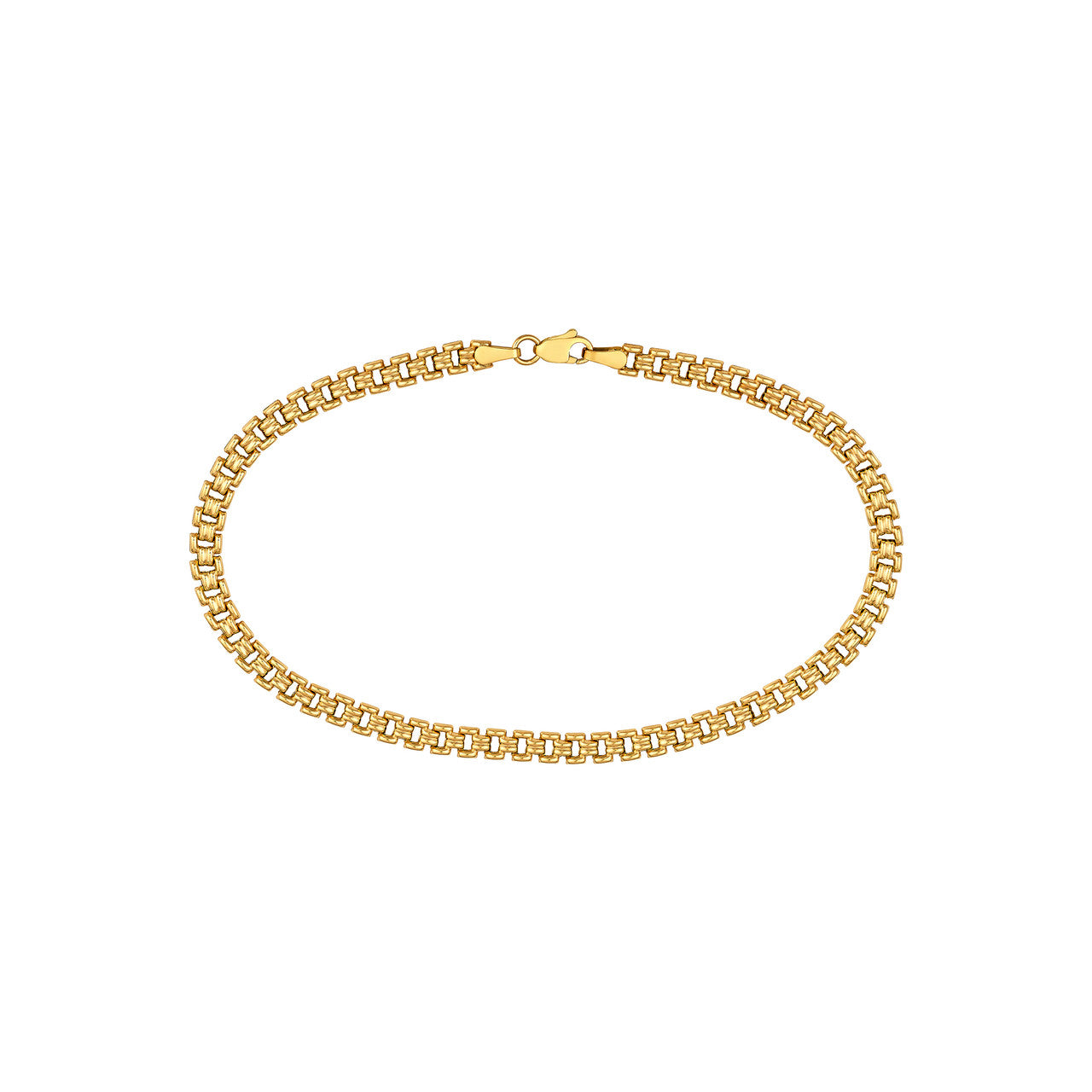 14K Yellow Gold Polished Railroad Link Chain Birmingham Jewelry Anklet Birmingham Jewelry