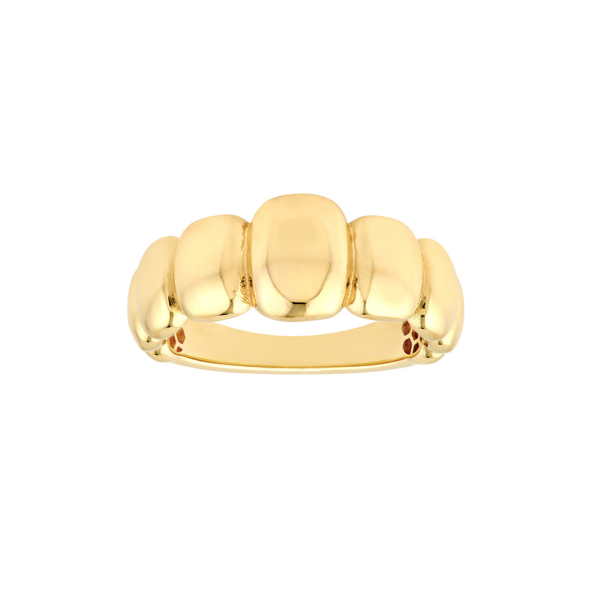 14K Yellow Gold Graduated Puffy Rectangle Ring