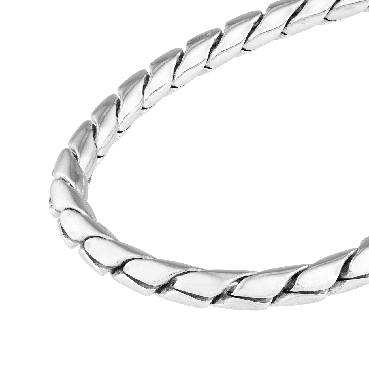 Sterling Silver 3.75mm Round Hammered Curb Chain Bracelet