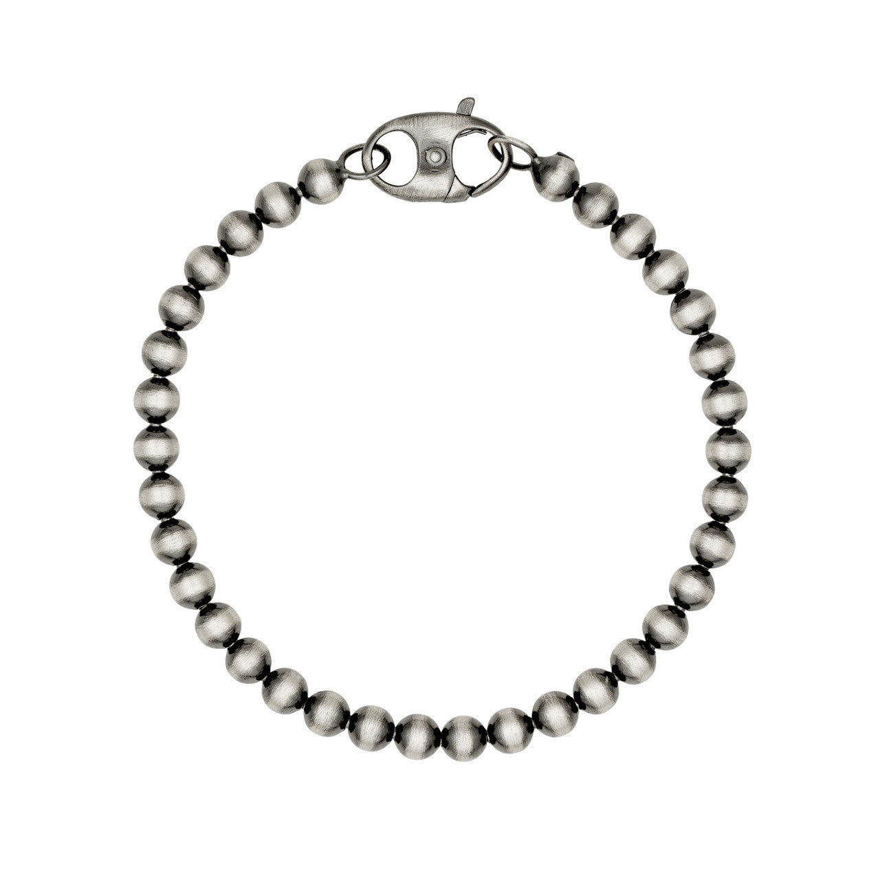 Sterling Silver 5.00mm Round Bead Mariner Lock Chain Bracelet