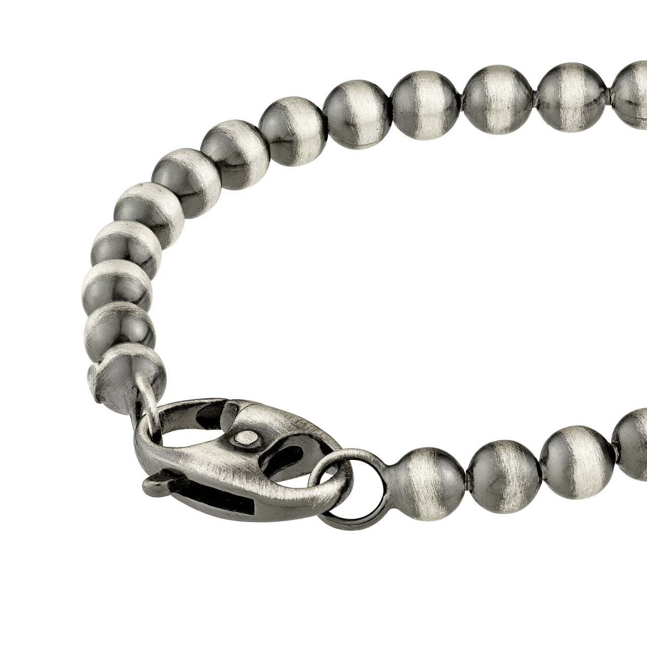 Sterling Silver 5.00mm Round Bead Mariner Lock Chain Bracelet