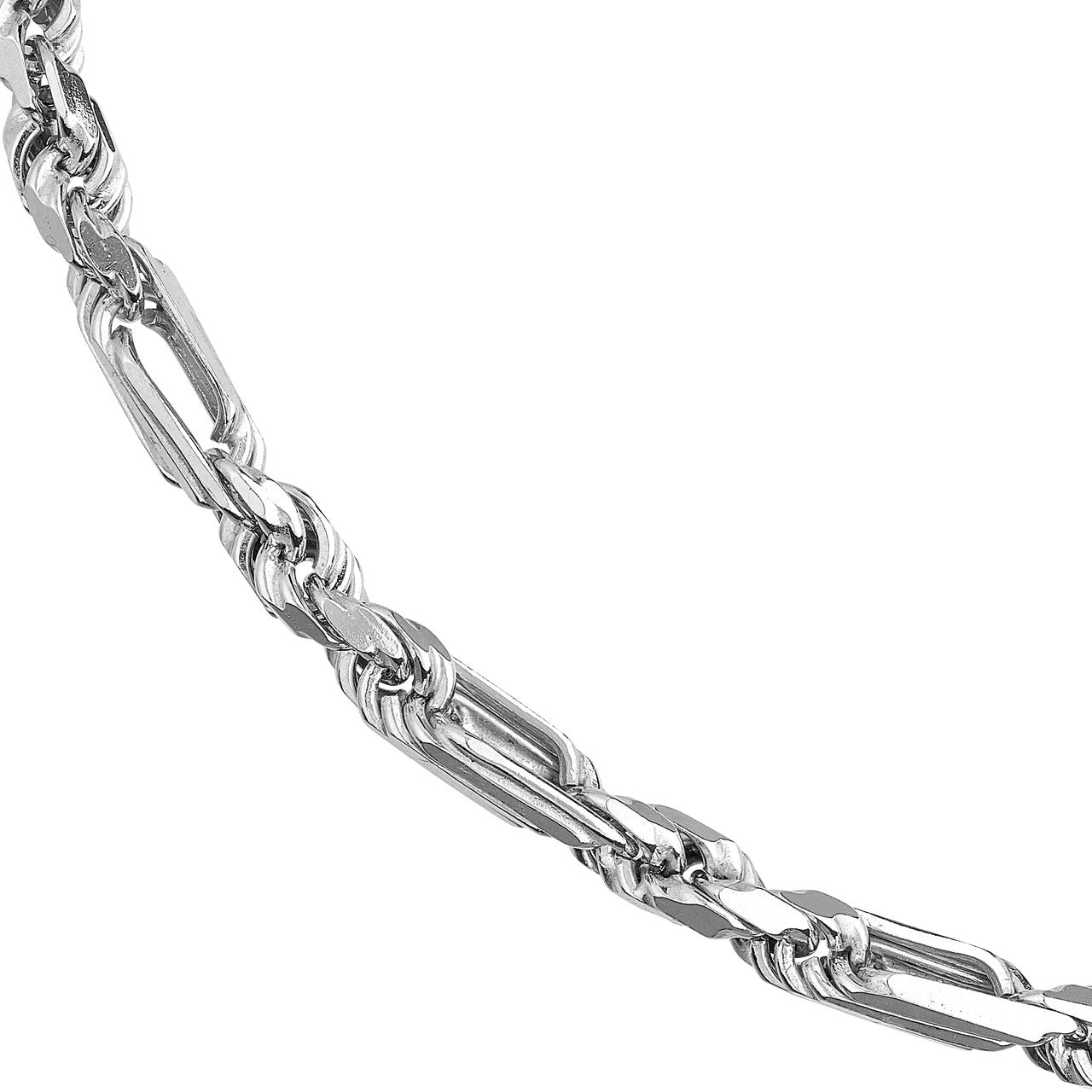 Sterling Silver 5.80mm D/C Figarope Milano Chain Birmingham Jewelry Gold Chain Birmingham Jewelry
