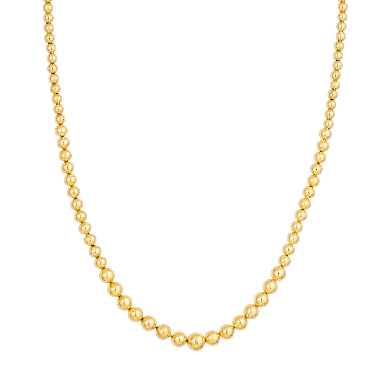14K Yellow Gold Graduated Beaded Chain