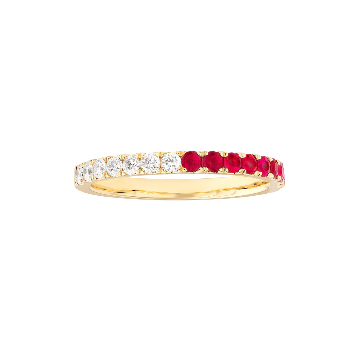 14K Yellow Gold Ruby & Diamond Stackable Band Birmingham Jewelry Band Birmingham Jewelry