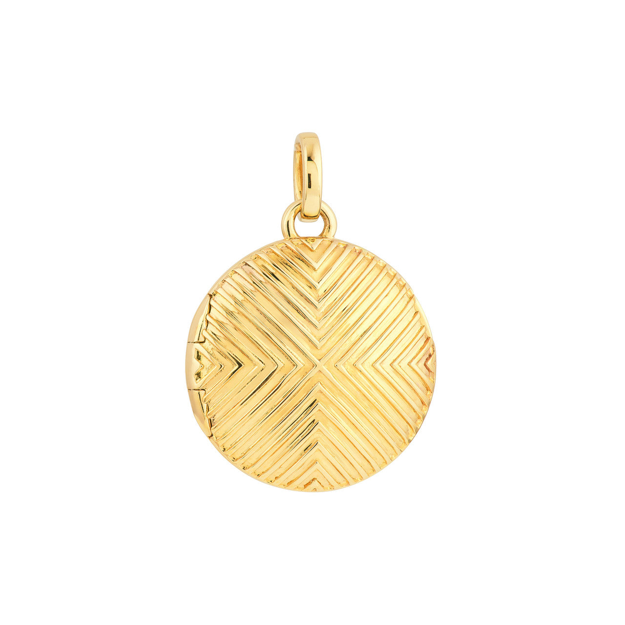 14K Yellow Gold Textured Circle Locket