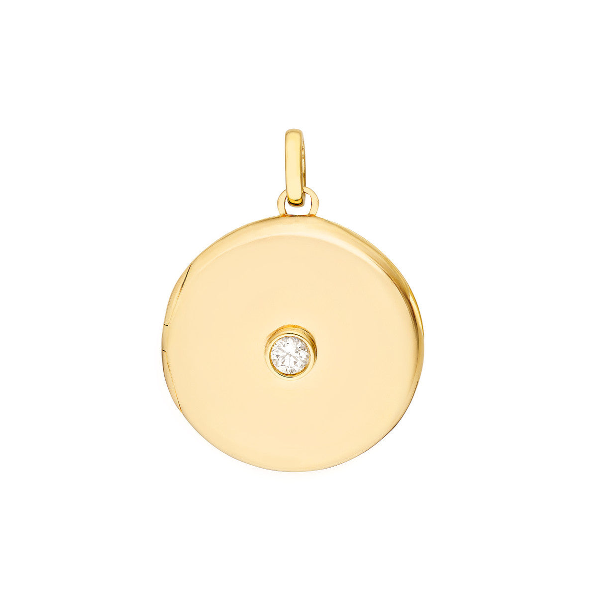 14K Yellow Gold Diamond Round Locket (1/10tcw)