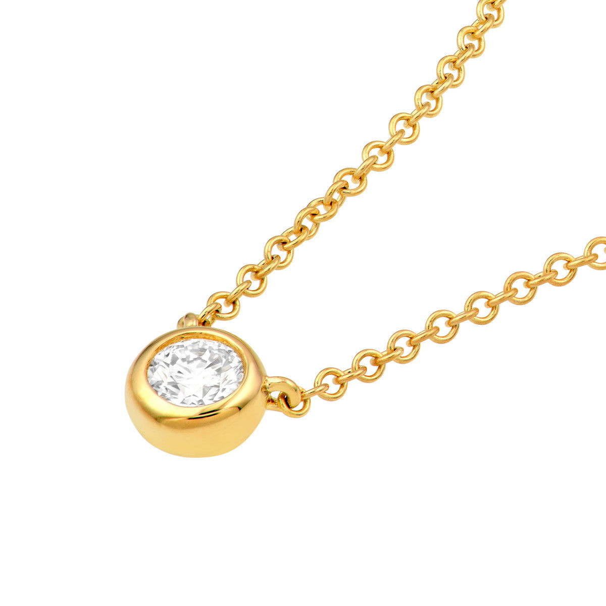14K Gold Bezel Set Round Diamond Necklace (1/10tcw) Birmingham Jewelry Necklace Birmingham Jewelry