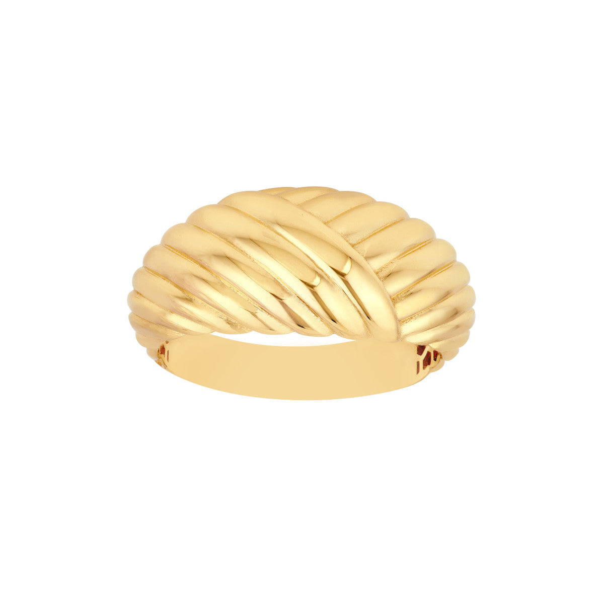 14K Yellow Gold Two-Way Textured Dome Ring