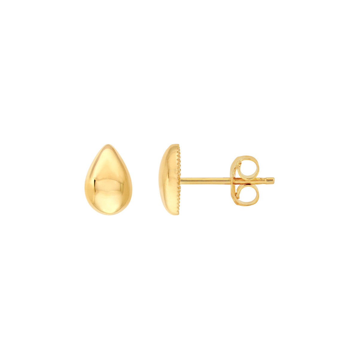 14K Yellow Gold Polished Teardrop Stud Earrings