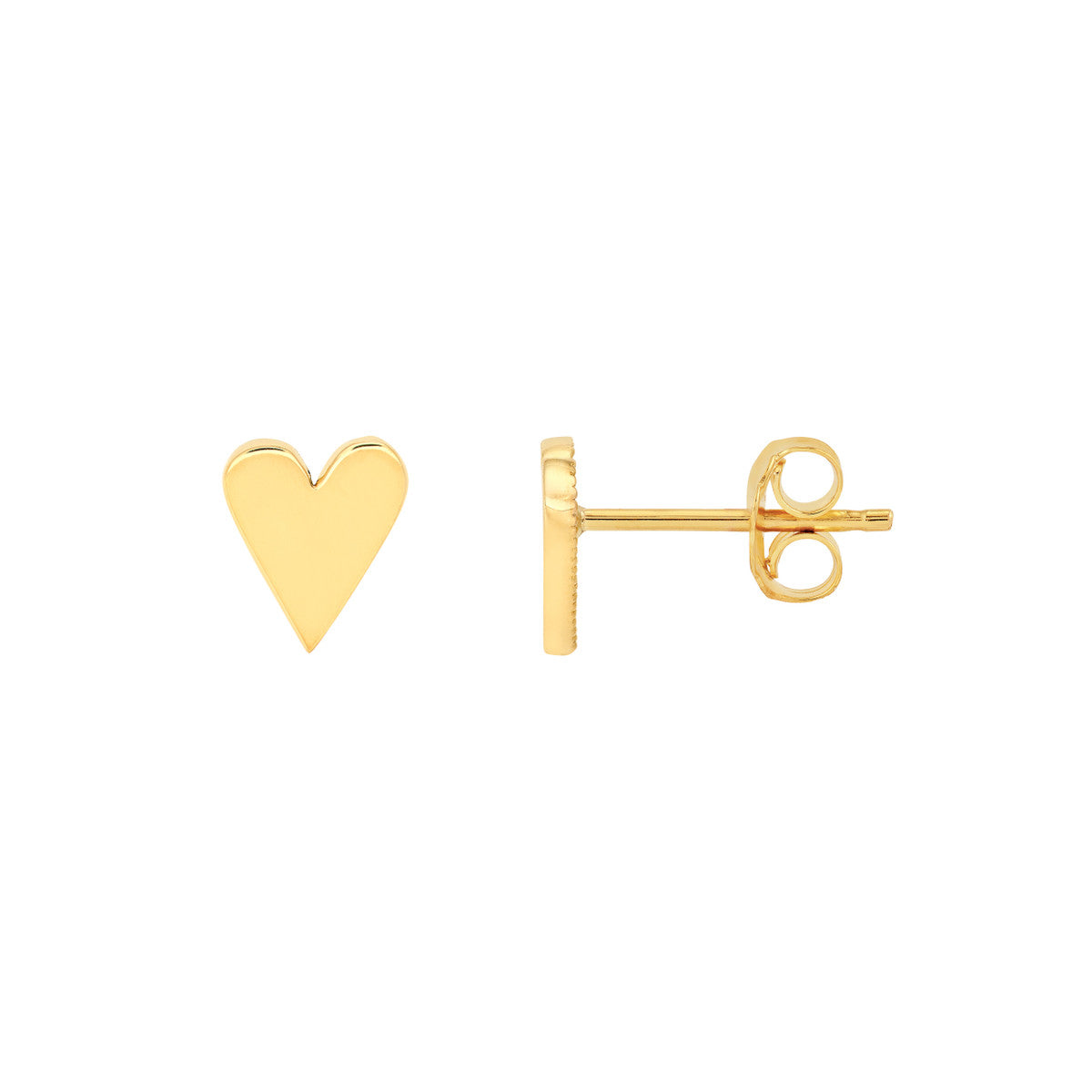 14K Yellow Gold Heart Stud Earrings
