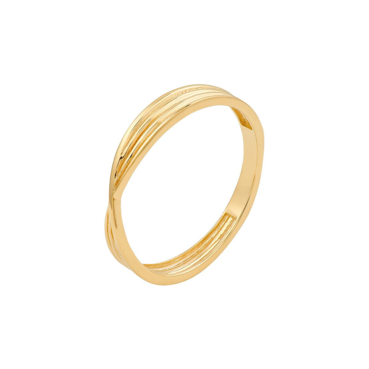 14K Yellow Gold Textured Pinched Band