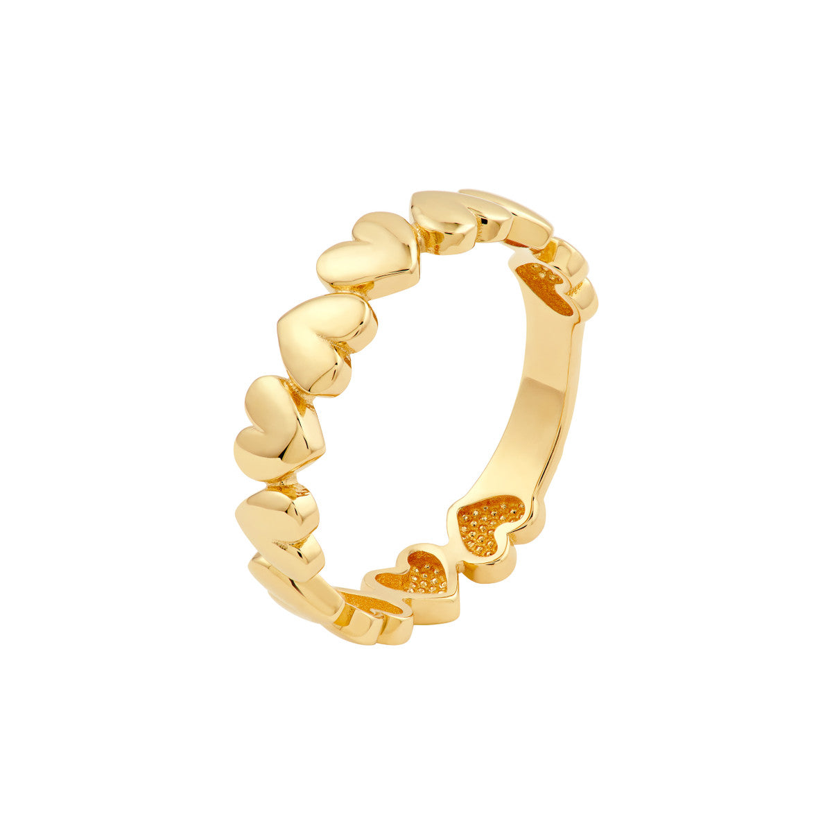 14K Yellow Gold Alternating Hearts Band