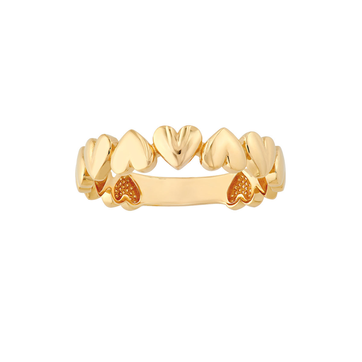 14K Yellow Gold Alternating Hearts Band