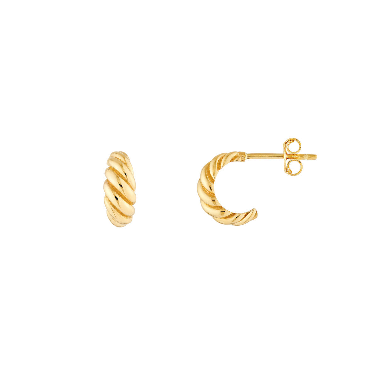 14K Yellow Gold Shrimp Open Hoop Earrings