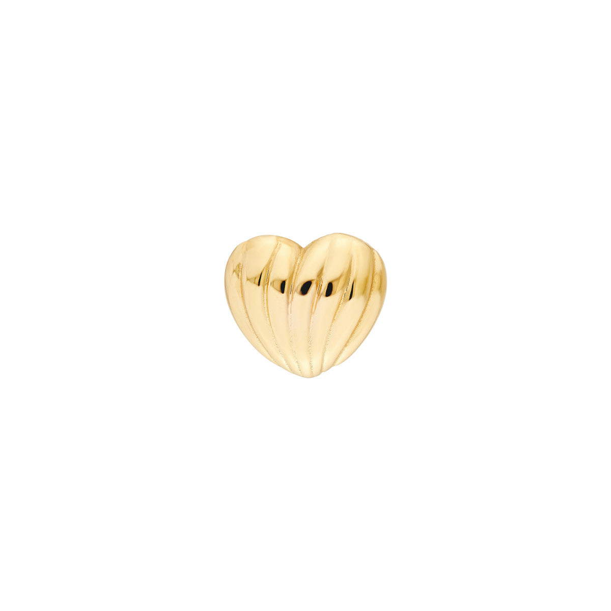 14K Yellow Gold Fluted Heart Earrings