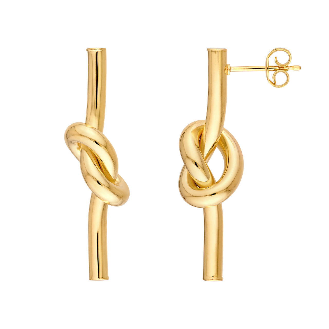 14K Yellow Gold Knotted Tube Earrings