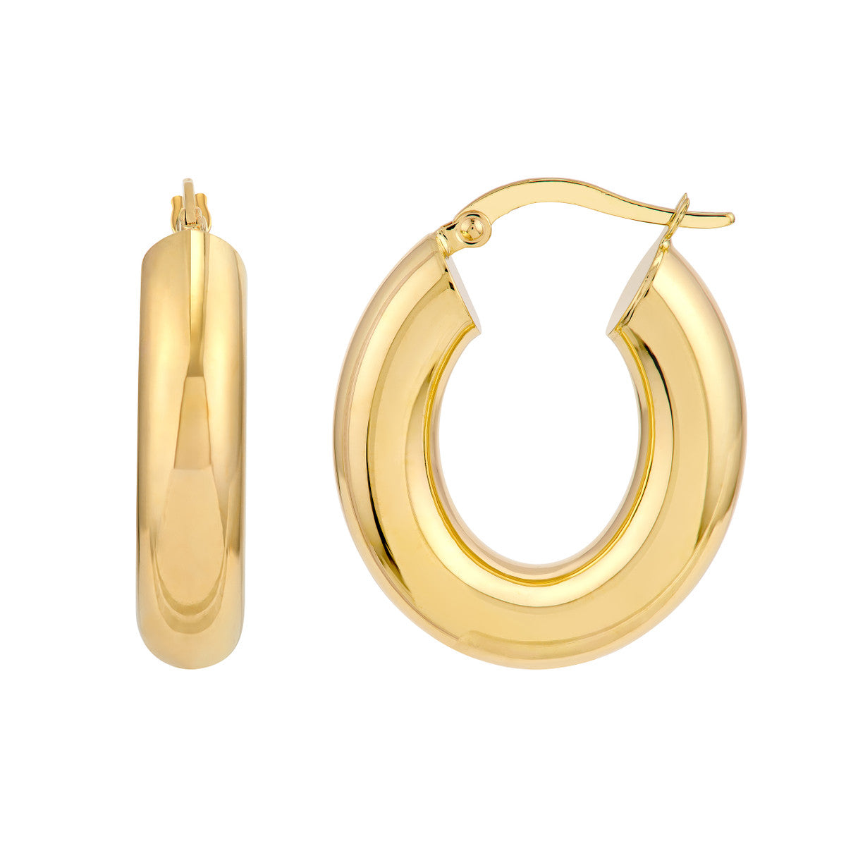 14K Yellow Gold 6.00mm Oval Polished Hoop Earrings
