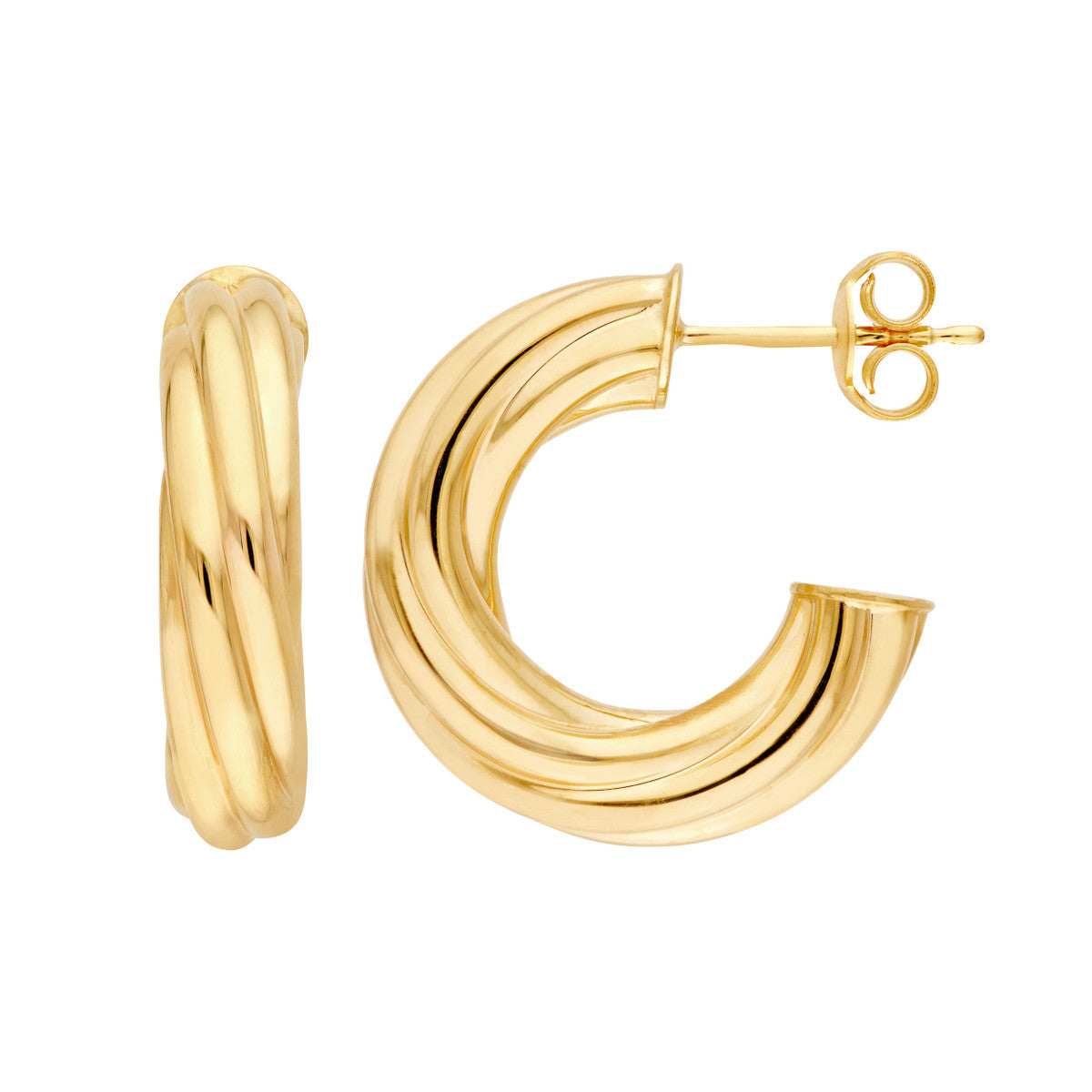 14K Yellow Gold 10.00mm ID Twisted Open Hoop Earring