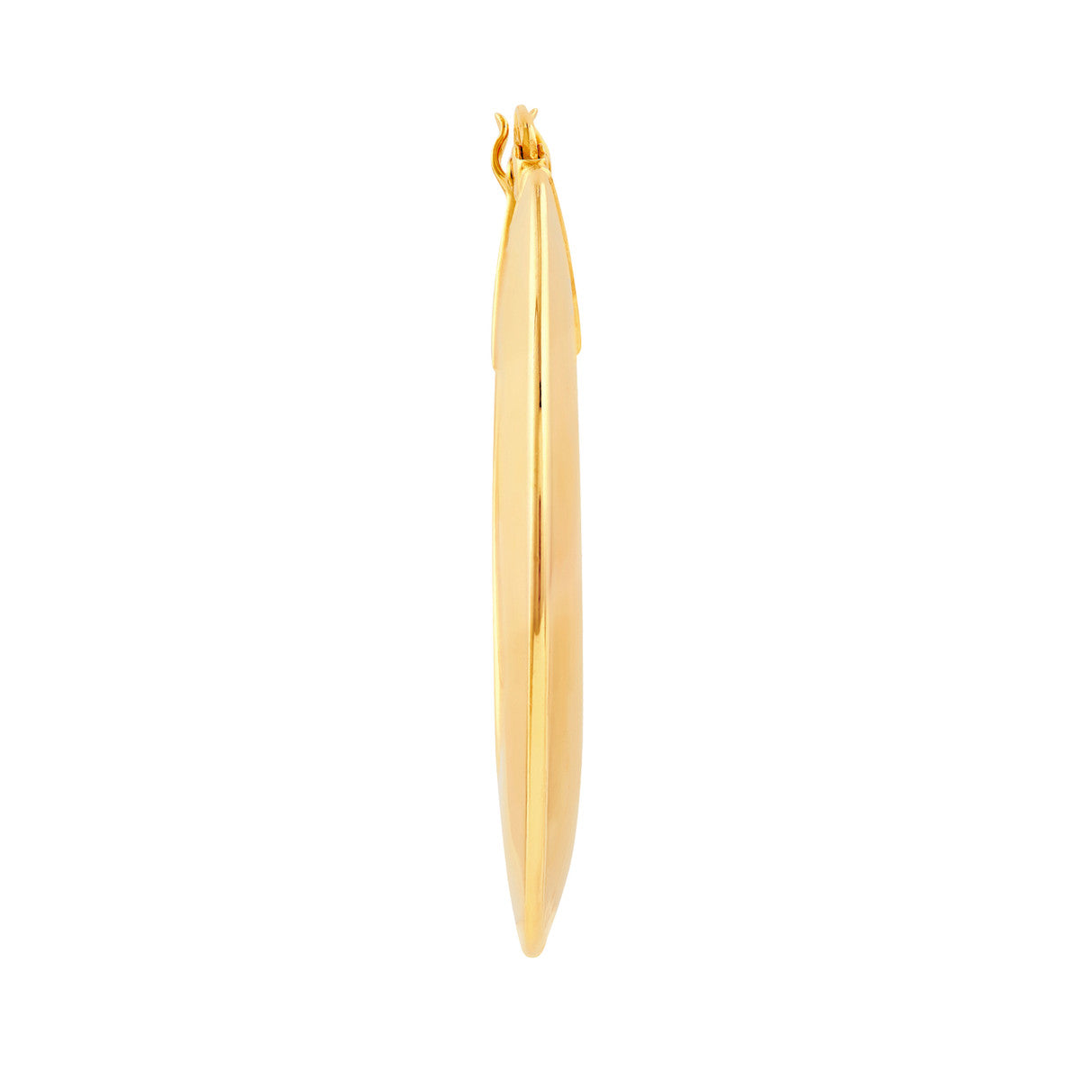 14K Yellow Gold Wide Triangular Tube Round Hoop Earrings