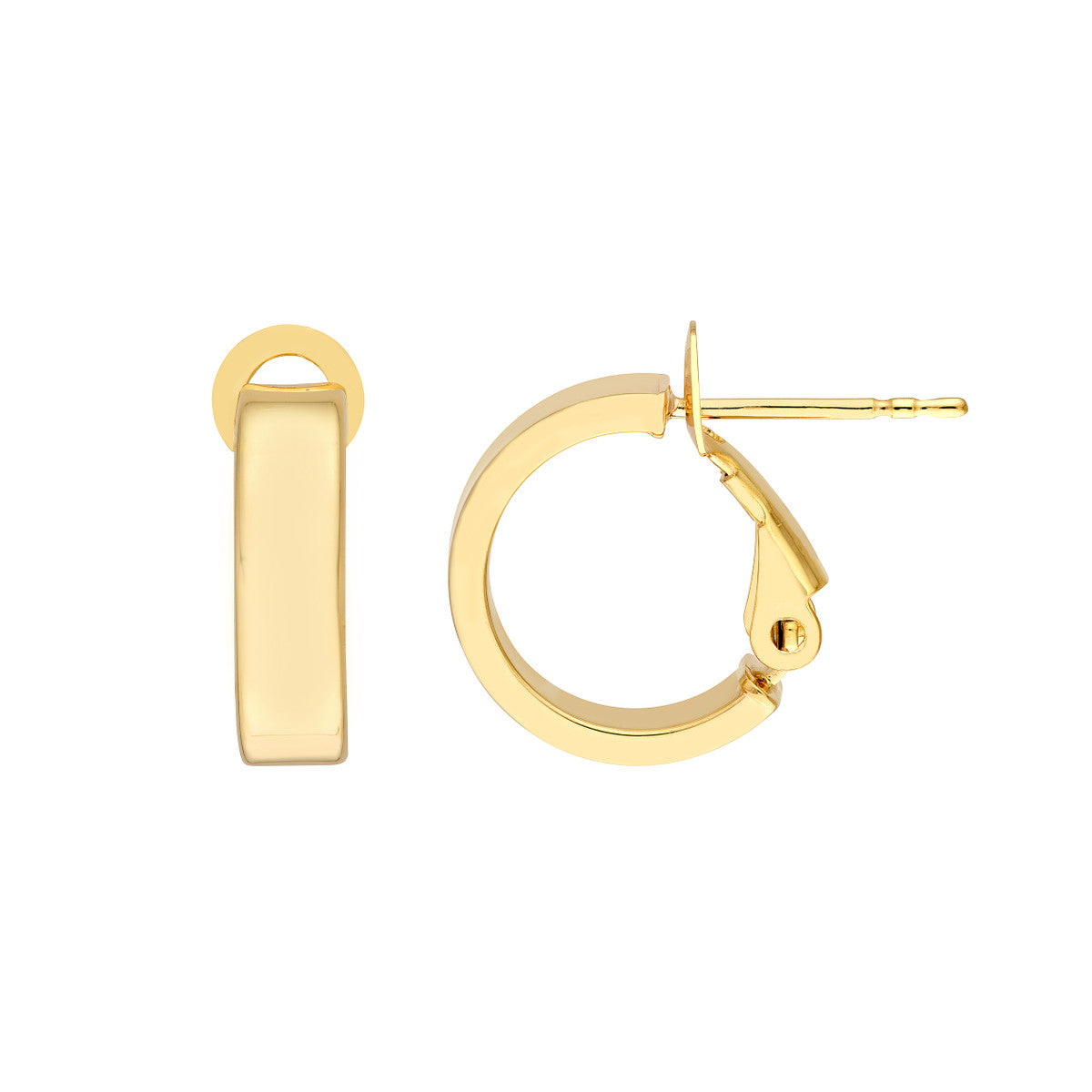 14K Yellow Gold 10.00mm Rectangle Tube Round Hoop Earrings