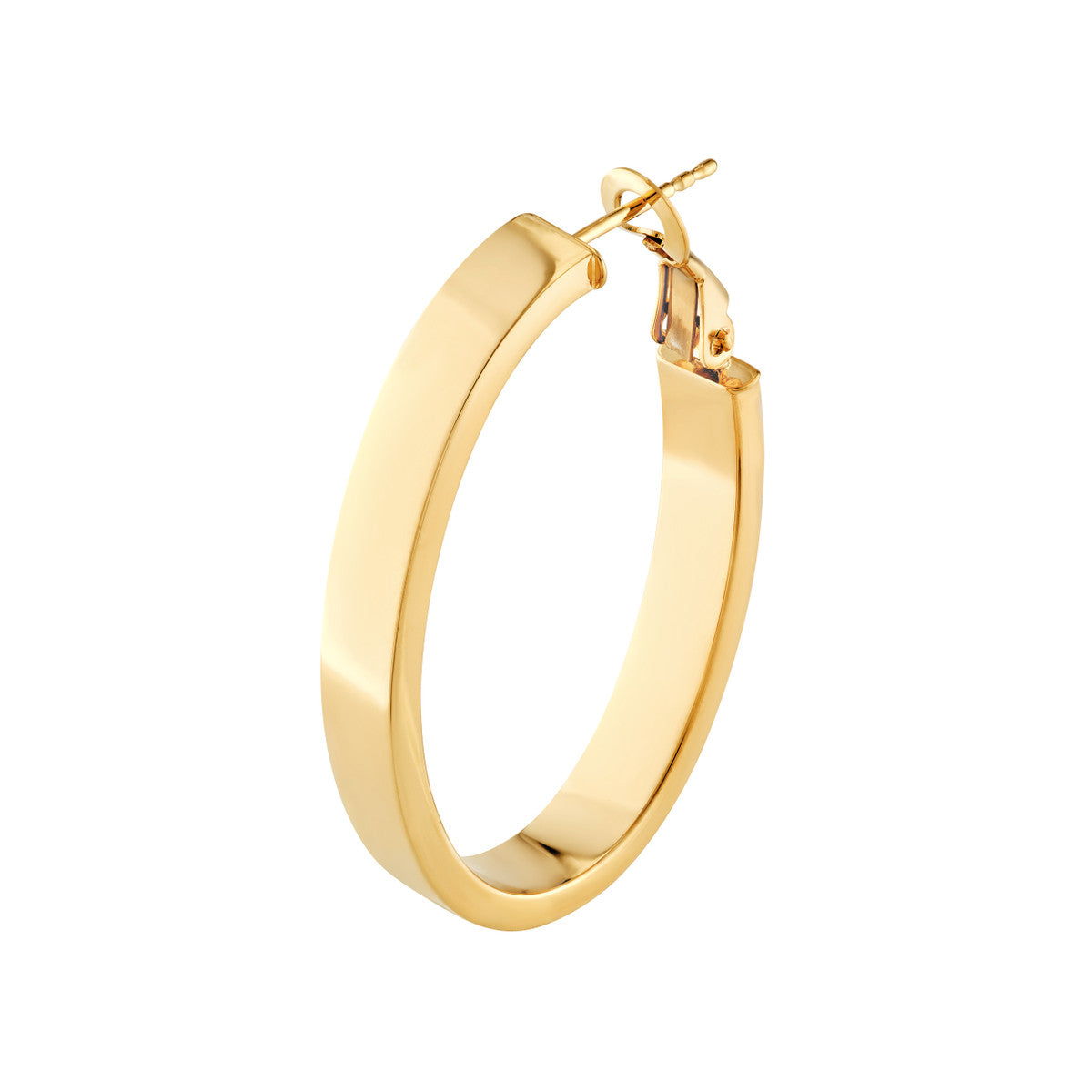 14K Yellow Gold 4.00mm x 1.50mm Rectangle Tube Oval Hoop Earrings