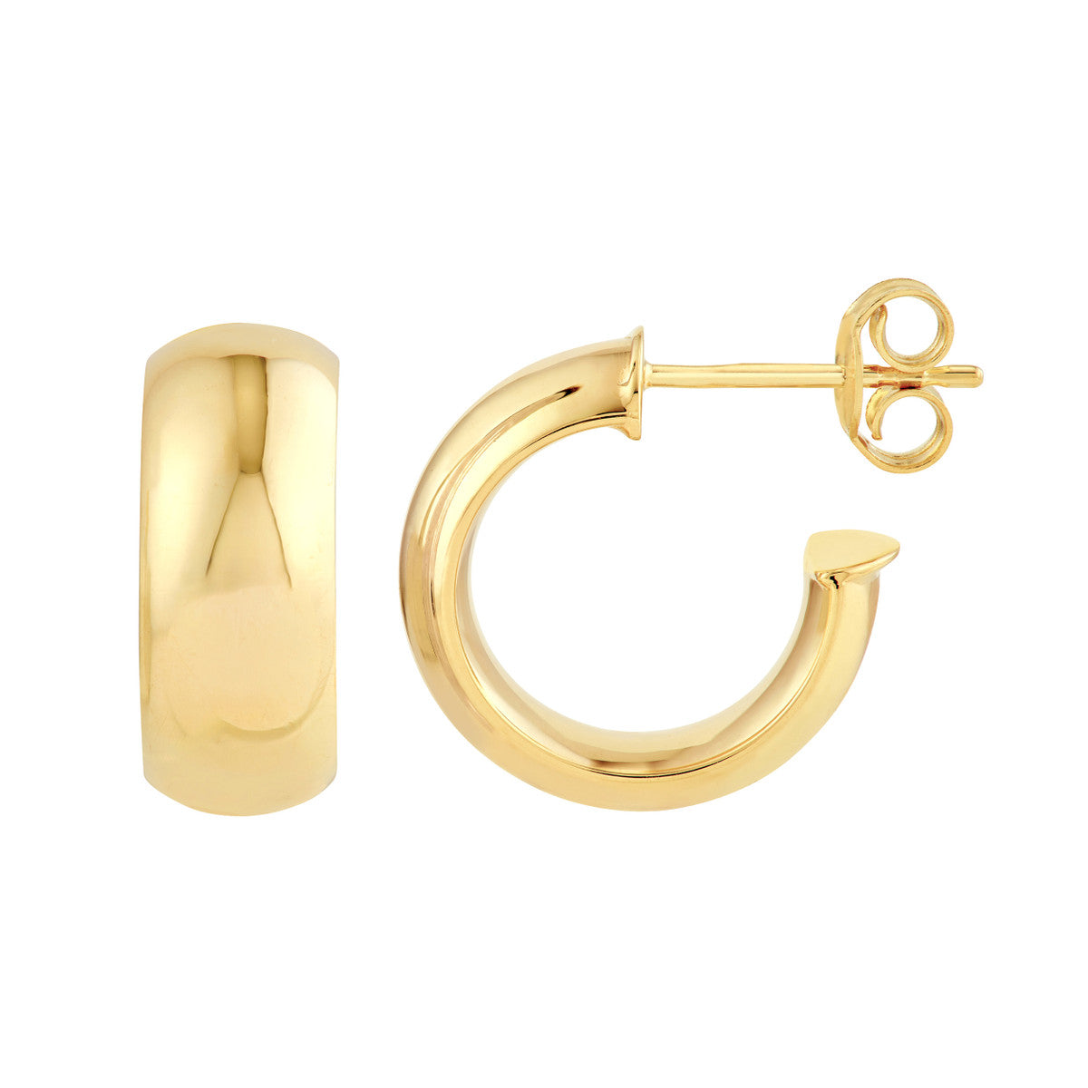 14K Gold 10.00mm D-Tube Round Hoop Earrings Birmingham Jewelry Earrings Birmingham Jewelry