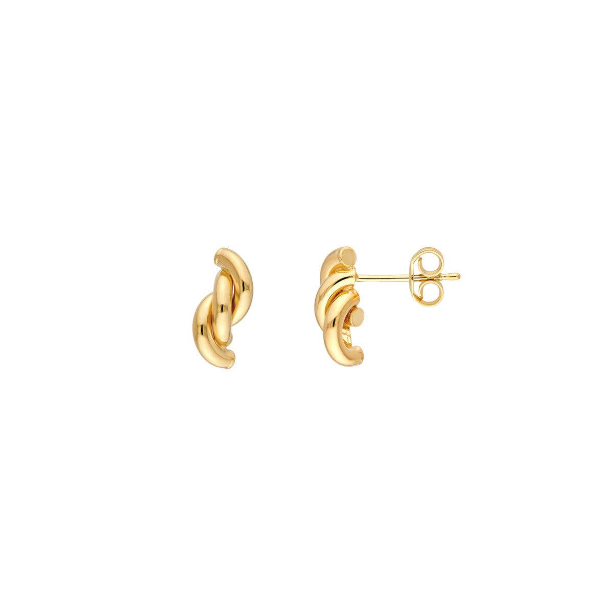 14K Yellow Gold Twist Tube Polished Stud Earrings