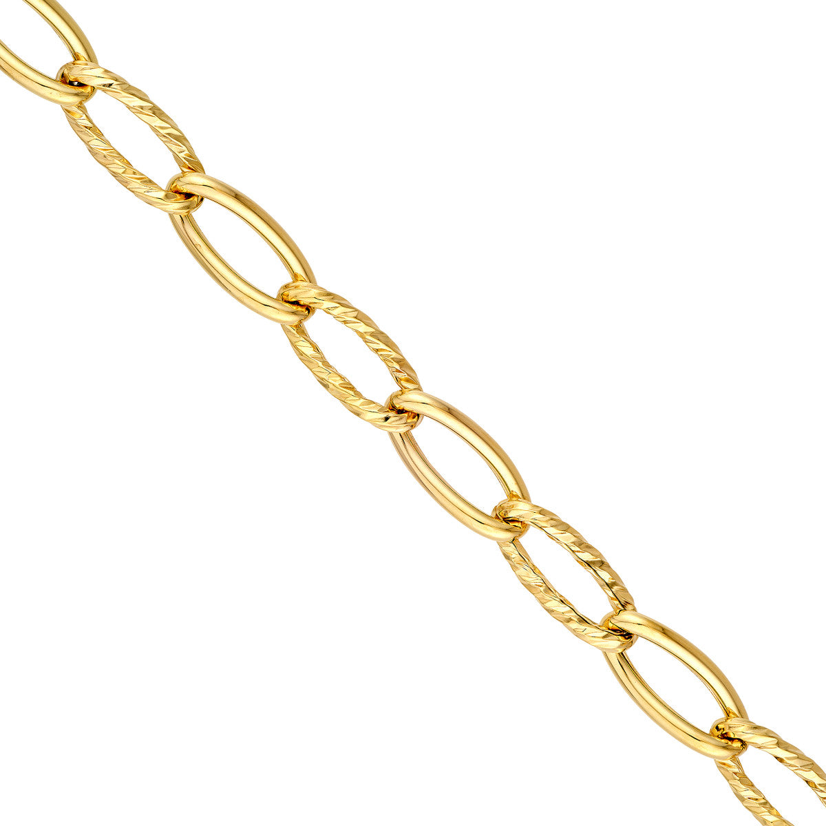 14K Yellow Gold Oval Twist Polished Links Chain