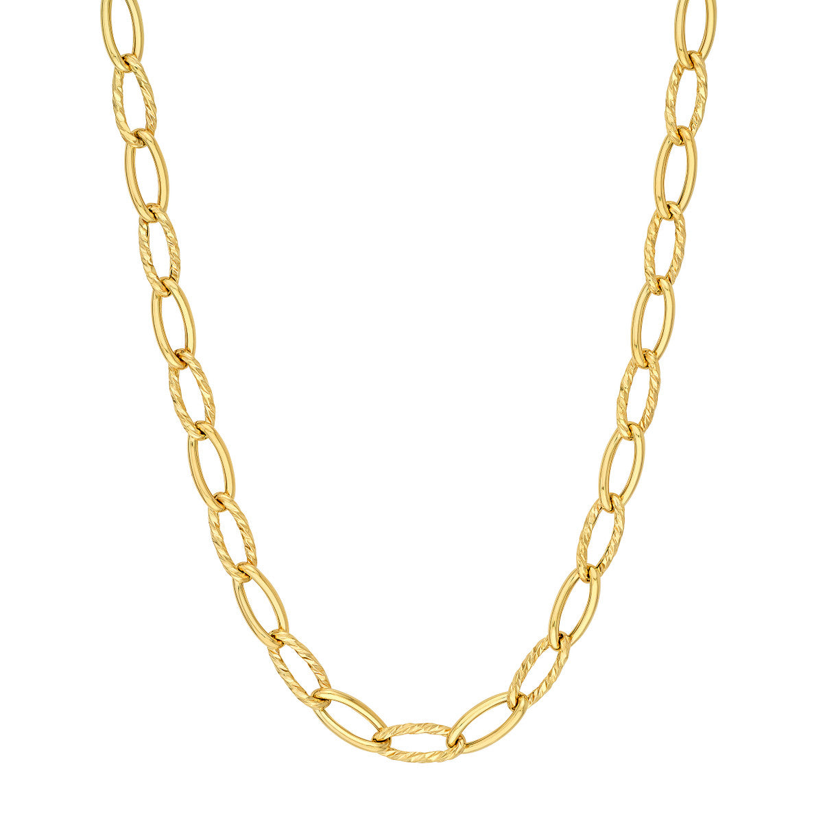 14K Yellow Gold Oval Twist Polished Links Chain
