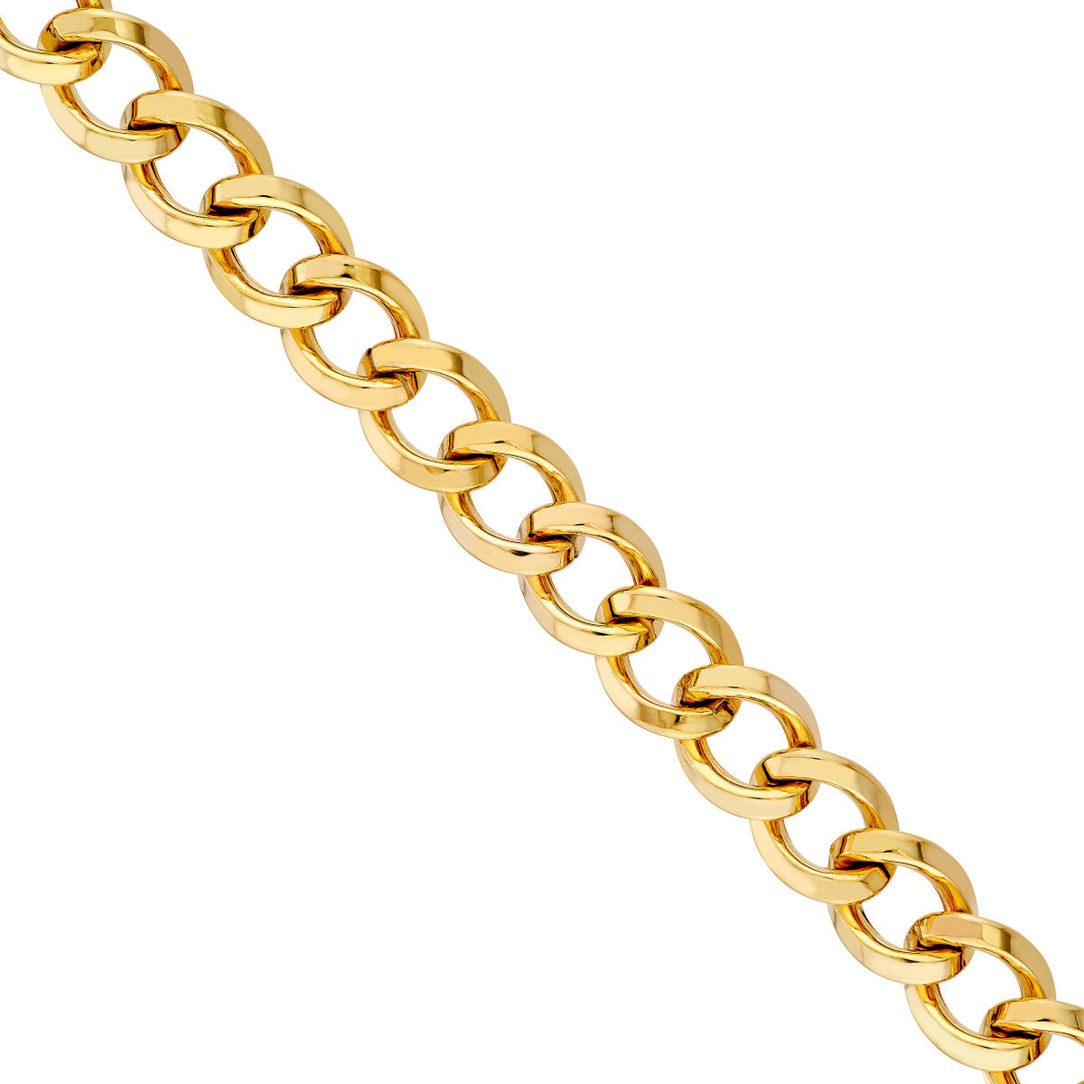 14K Yellow Gold Triangular Tube Curb Link Chain