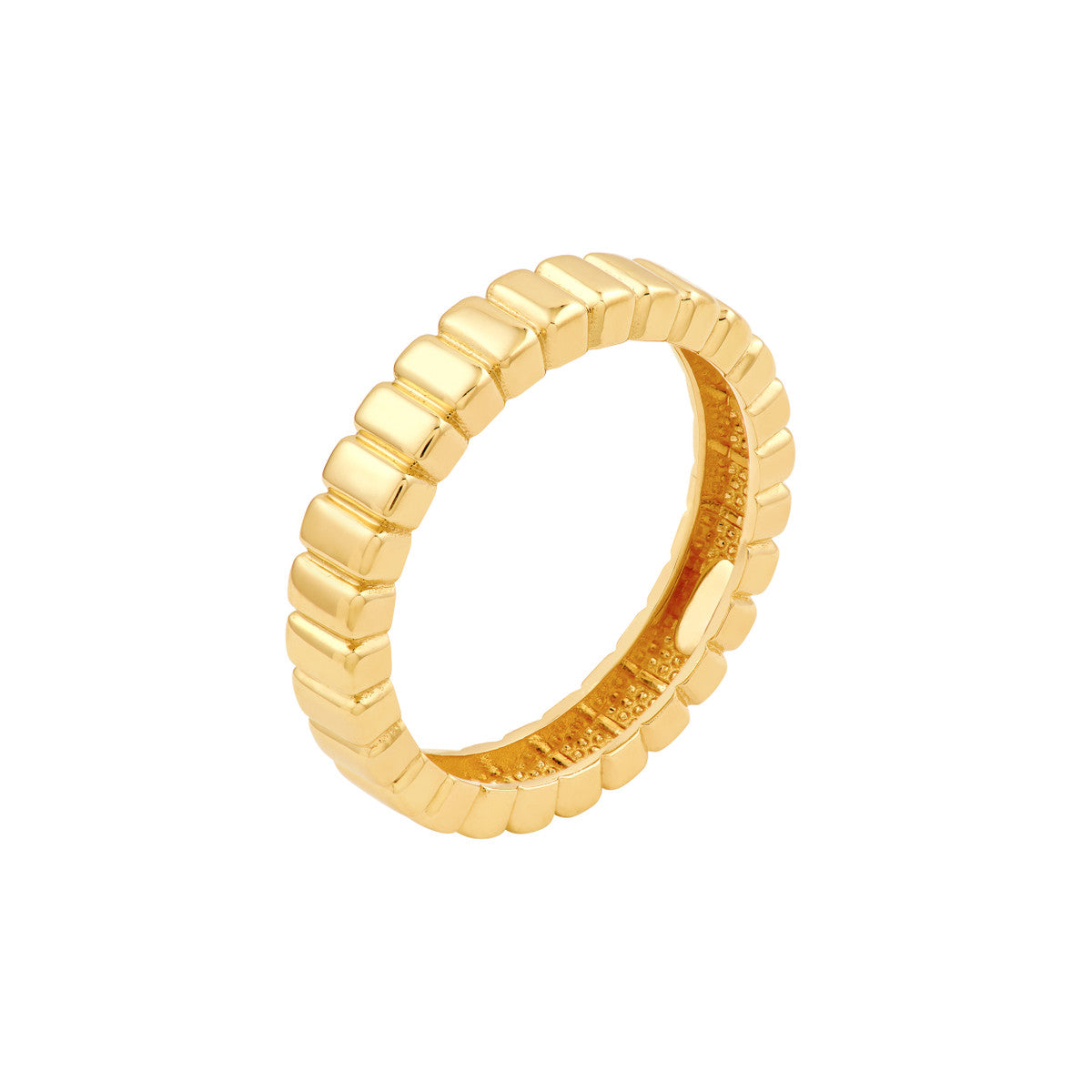 14K Yellow Gold Ridge Band Ring