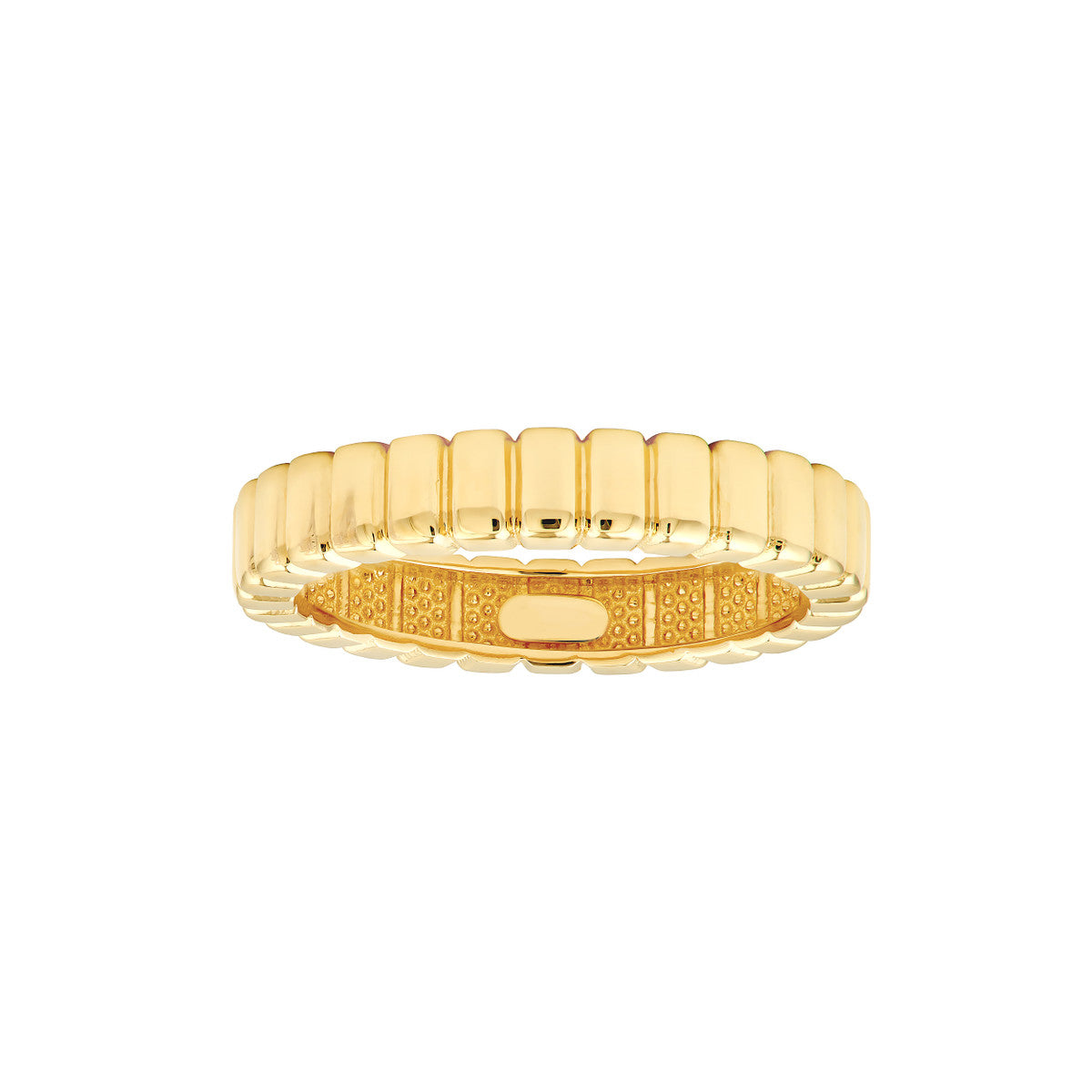 14K Yellow Gold Ridge Band Ring