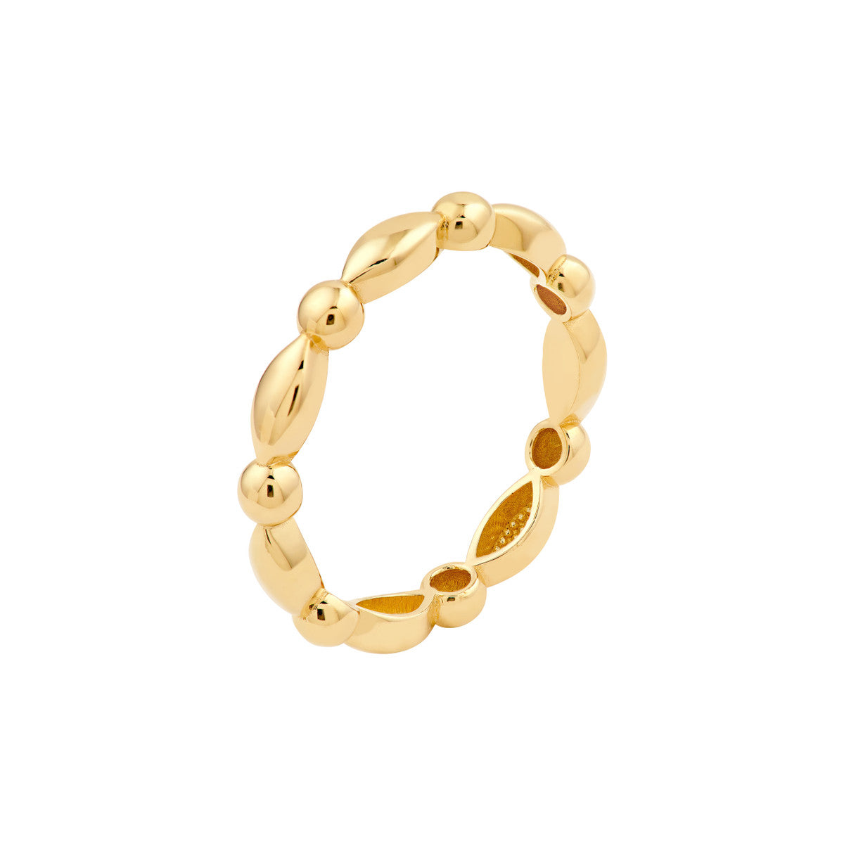 14K Yellow Gold Marquise and Round Bead Band