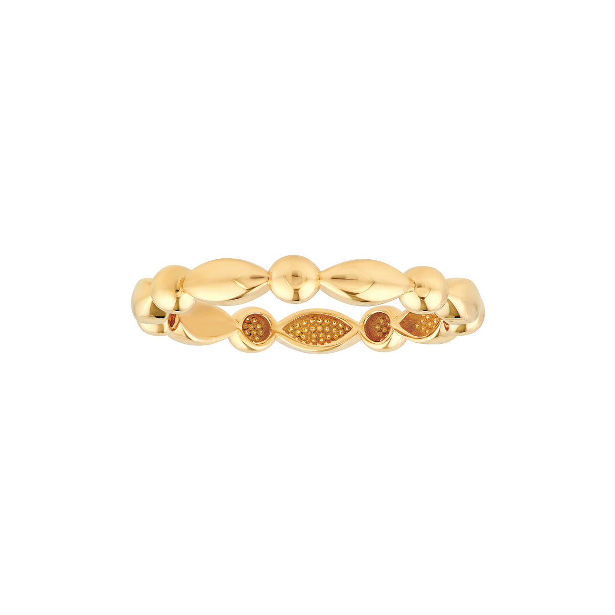 14K Yellow Gold Marquise and Round Bead Band