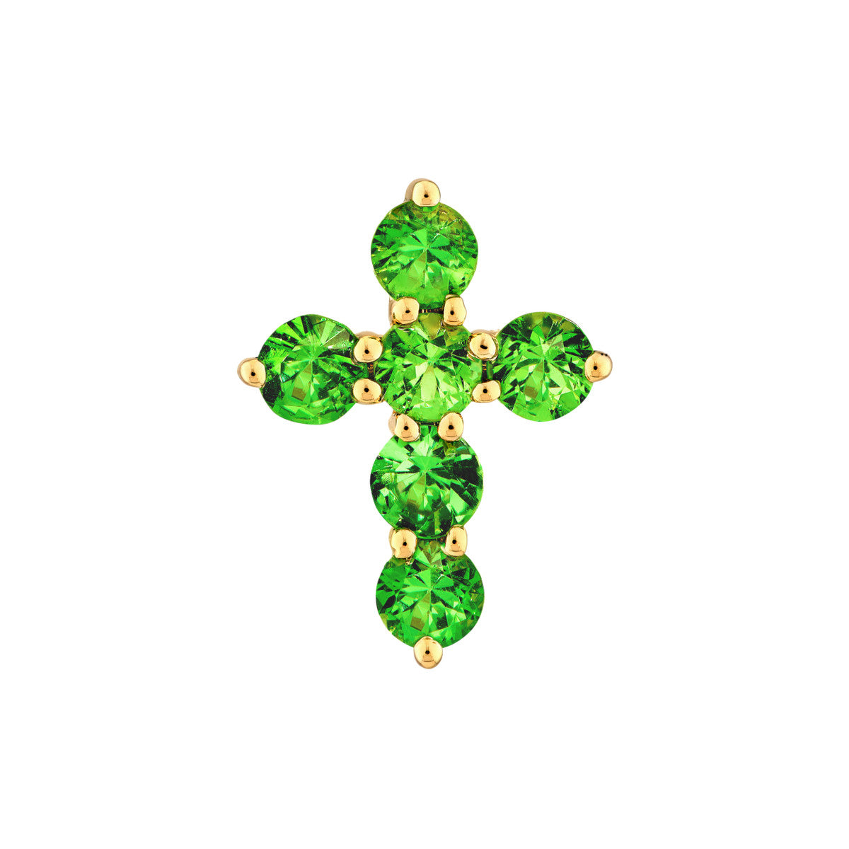 14K Yellow Gold Tsavorite Stone Cross Pendant