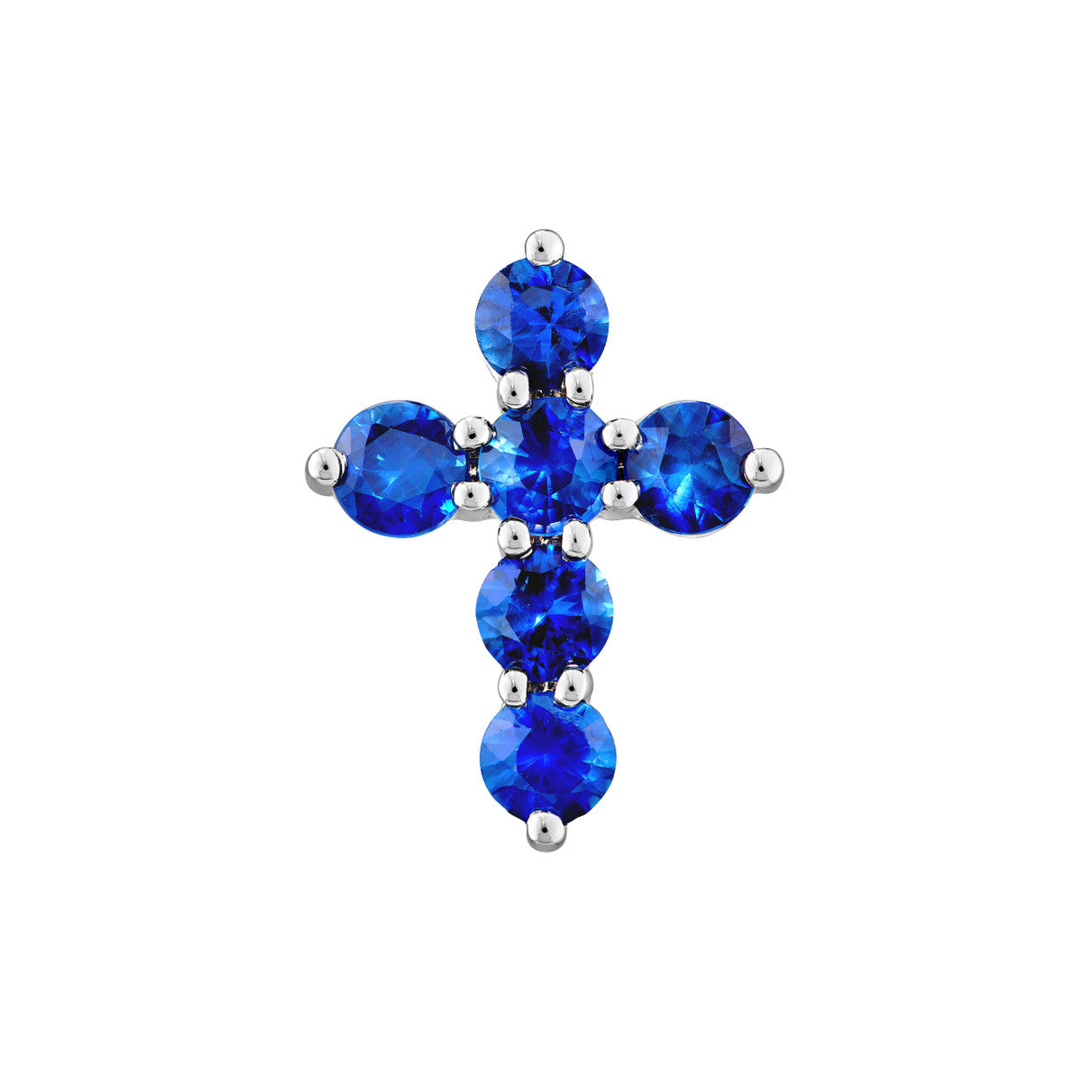 14K White Gold Sapphire Stone Cross Pendant