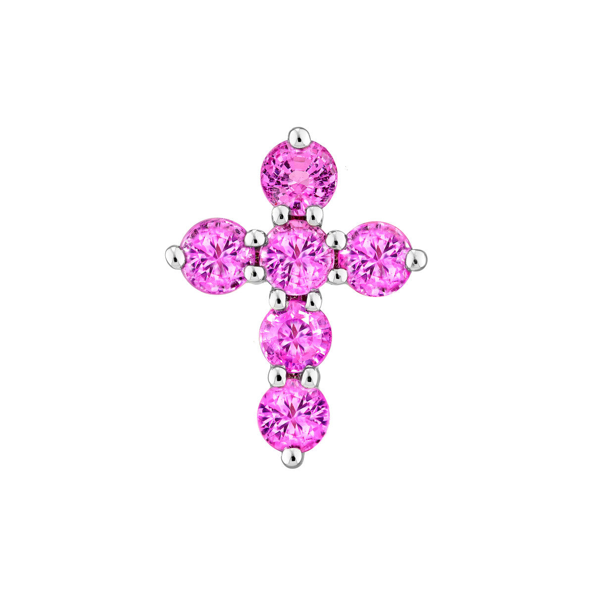 14K White Gold Pink Sapphire Stone Cross Pendant Birmingham Jewelry Pendant Birmingham Jewelry
